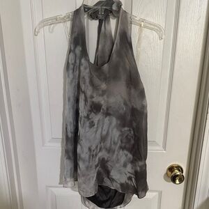 Alice + Olivia Gray Tie-Dye Halter Blouse